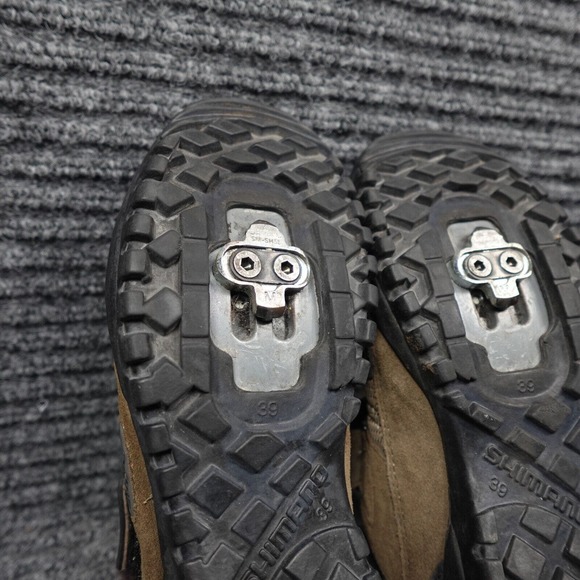 Shimano Mountain Bike Shoes Mens 6 Brown Black Suede Lace Up SH-M 038W - Picture 12 of 15